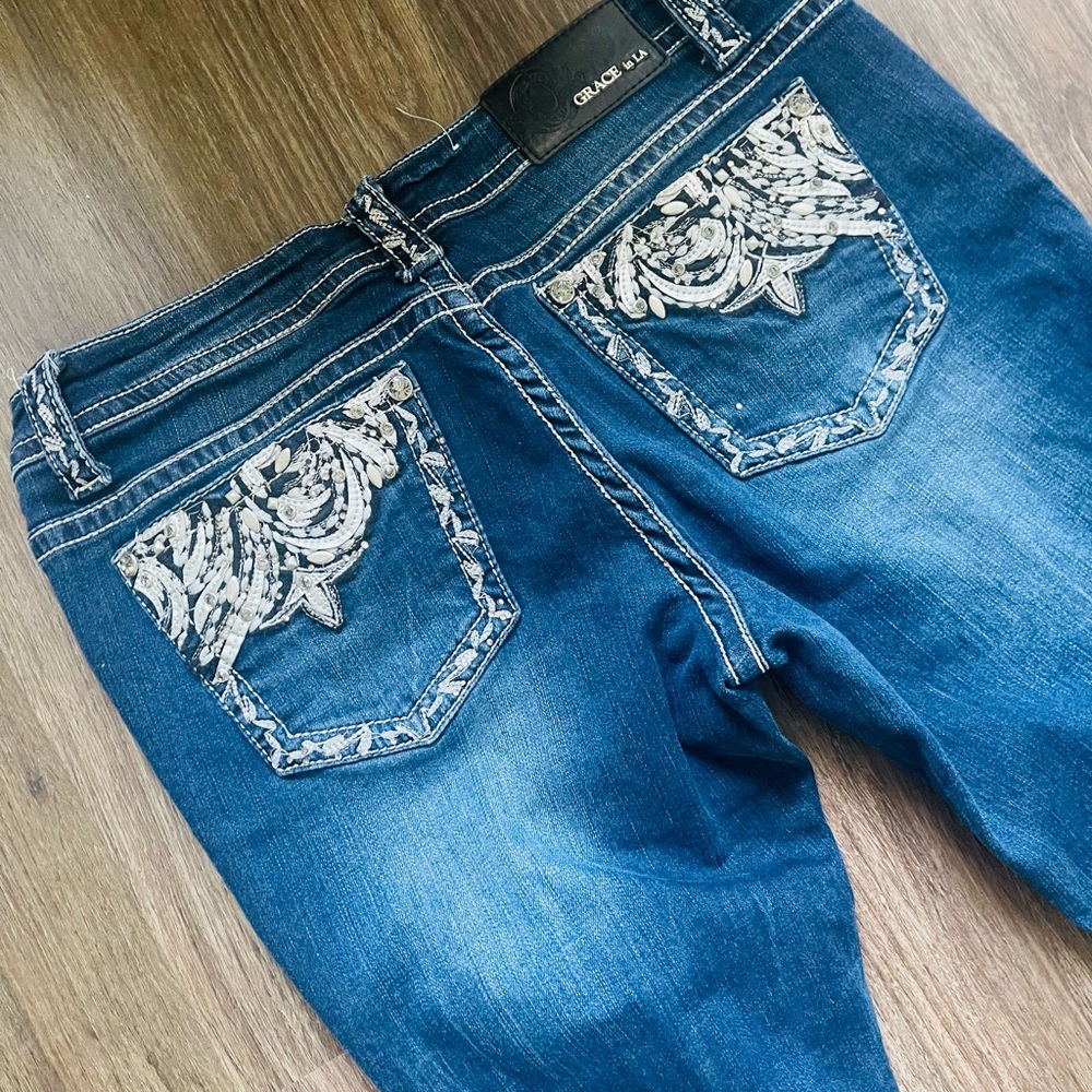 Grace Women's Boot Cut Jeans in Classic Blue